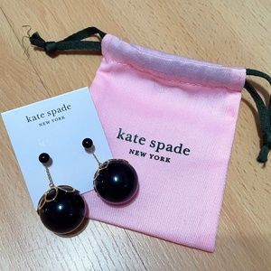 Kate Spade Black and Gold Pearlette Drop Earrings
